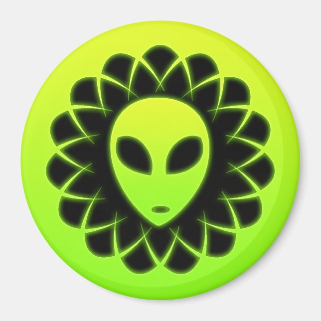 Green Glow Space Aliens Head Magnet (Vorne)