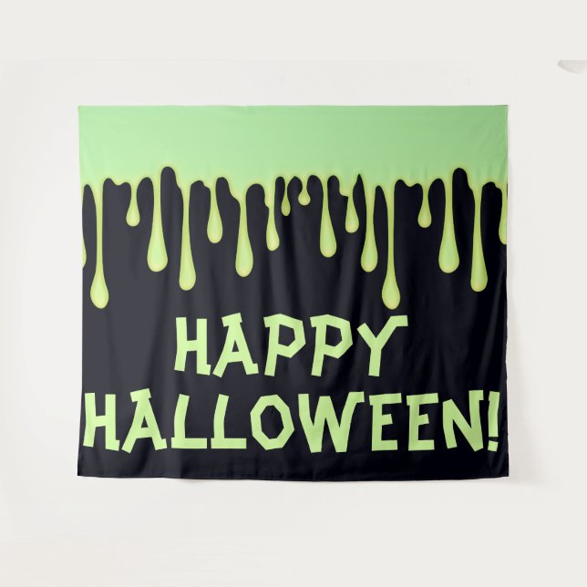 Green Glow Tropfen Drilling Halloween-Party Wandteppich (Vorderseite (Horizontal))