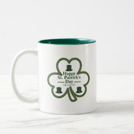 Green-Glücks-Kleeblatt-Script St. Patrick's Day Zweifarbige Tasse