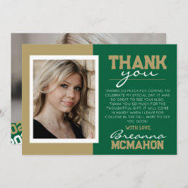 Green & Gold Abschluss 2 Foto Vielen Dank Einladung