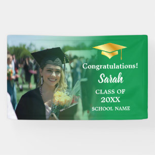 Green Gold Abschluss Custom Foto Class of 2025 Banner