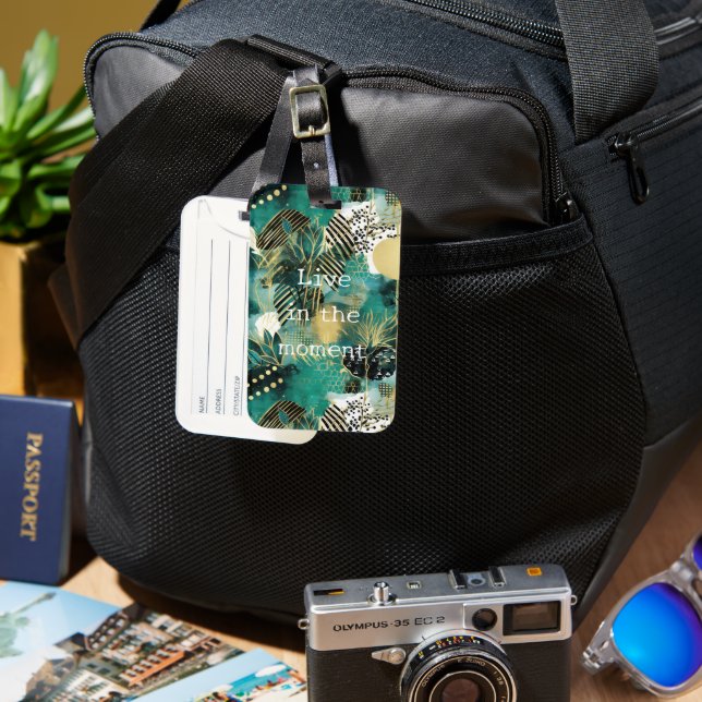 Green Gold Abstrakt Gepäckanhänger (Vorderseite & Rückseite)