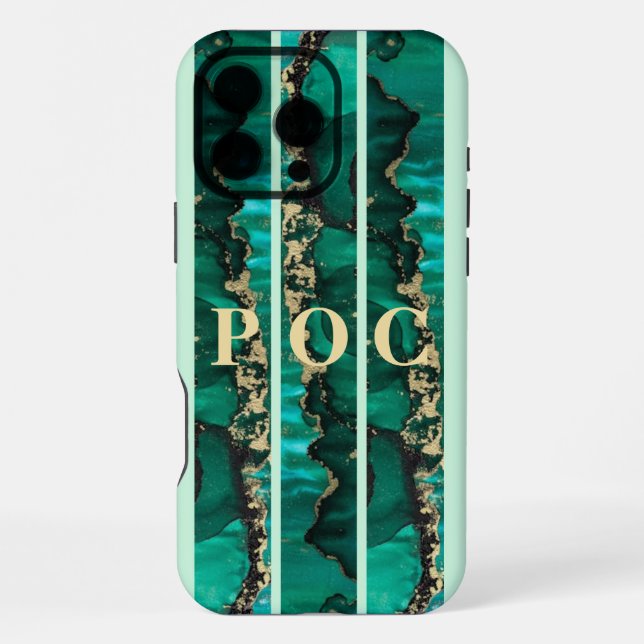 Green Gold Abstrakt Monogram Case Mate iPhone Hülle (Rückseite)