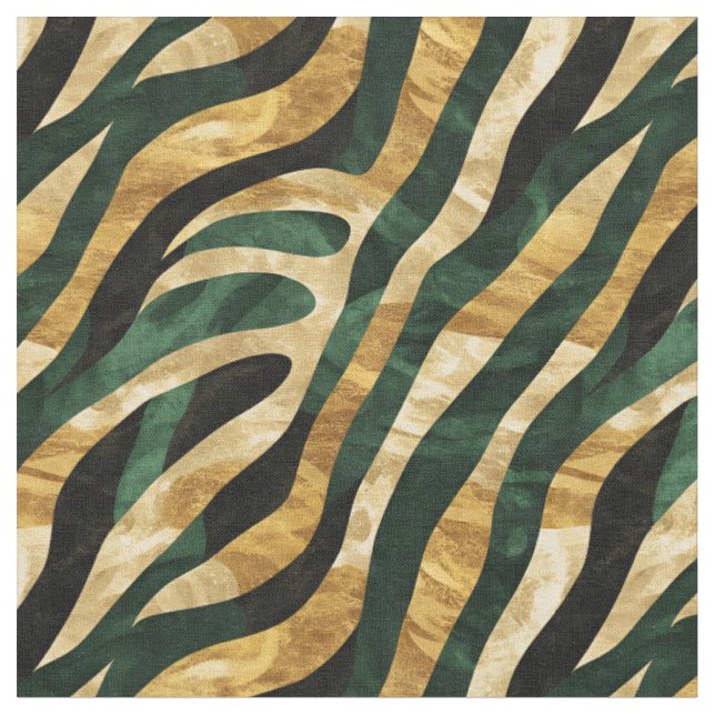 Green & Gold Abstrakte Lines Stoff (Nahaufnahme)