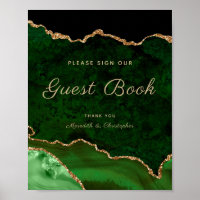 Green Gold Agate Wedding Poster