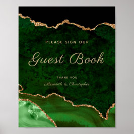 Green Gold Agate Wedding Poster