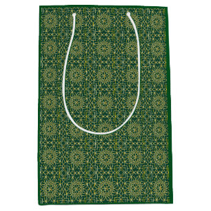 Green & Gold Arabesque Geschenktasche Mittlere Geschenktüte