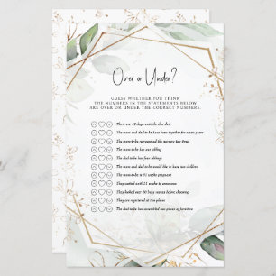 Green & Gold Baby Shower Game Over oder Under?