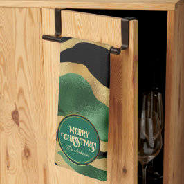 Green Gold Black Glitzer Waves Geschirrtuch