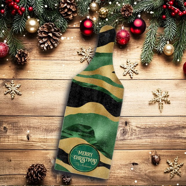 Green Gold Black Glitzer Waves Schneidebrett (Von Creator hochgeladen)