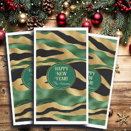 Green Gold Black Glitzer Waves Serviette