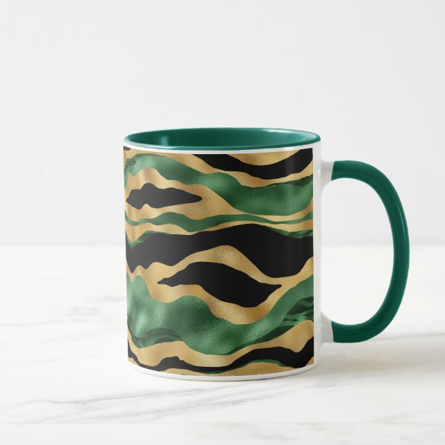 Green Gold Black Glitzer Waves Tasse (Rechts)