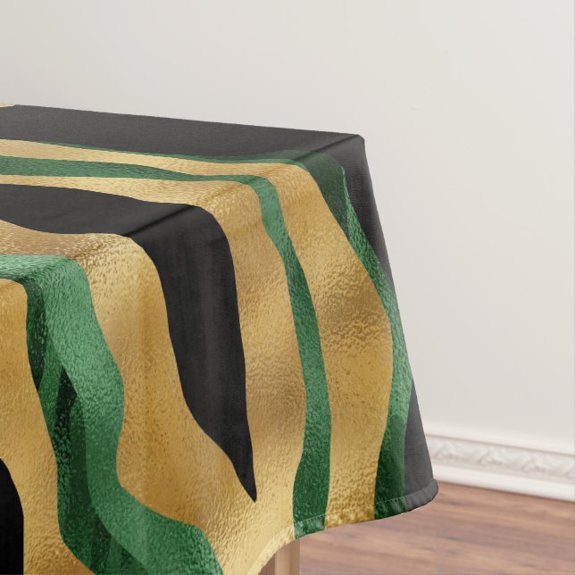 Green Gold Black Glitzer Waves Tischdecke (Beispiel)