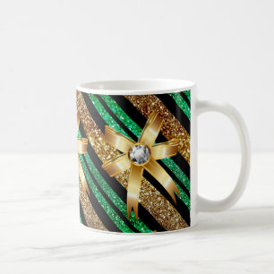 Green Gold & Black Imitats Glitzer Gold Diamond Bo Tasse