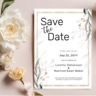 Green-Gold-Blätter Save the Date