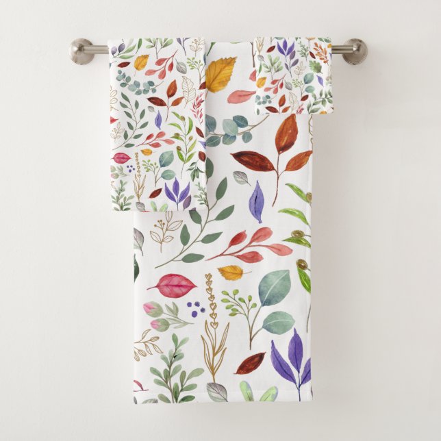 Green Gold Blue Blätter Badhandtuch Set (Insitu)