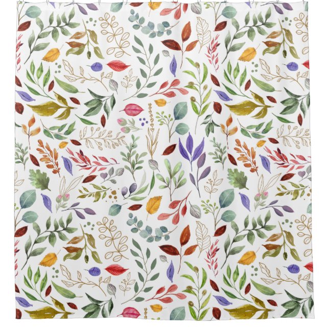 Green Gold Blue Blätter Duschvorhang (Vorderseite)