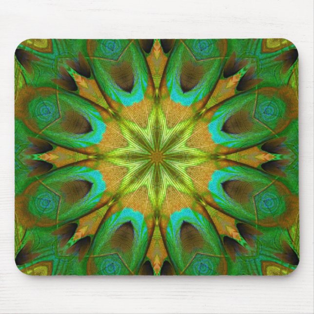 Green Gold Blume Star Mandala Mousepad (Vorne)