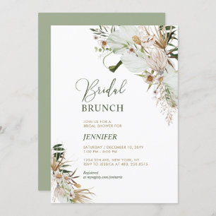 Green & Gold Boho Botanical Bridal Brunch Einladung