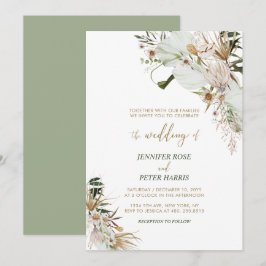 Green & Gold Boho Botanische Hochzeit im Herbst In Einladung