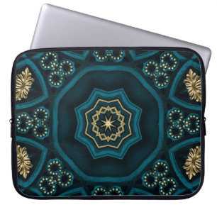 Green Gold Boho Rosette Mandala Laptopschutzhülle