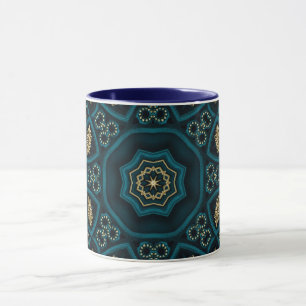 Green Gold Boho Rosette Mandala Tasse