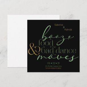 Green Gold Boost Food Bad Dance Save the Date bewe Einladung