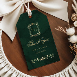 Green Gold Botanical Crest Wedding Thank you Geschenkanhänger