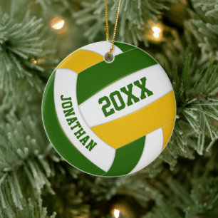 Green Gold Boys Girls Colors Volleyball Keramik Ornament