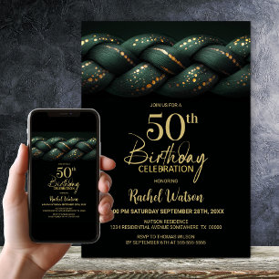 Green Gold Braid 50. Geburtstagsparty Einladung
