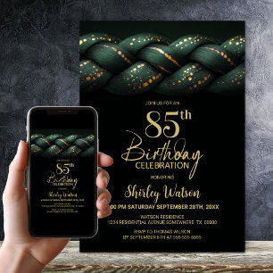 Green Gold Braid 85. Geburtstagsparty Einladung