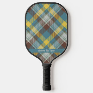 Green Gold Brown Tartan Kariert Ihren eigenen Text Pickleball Schläger