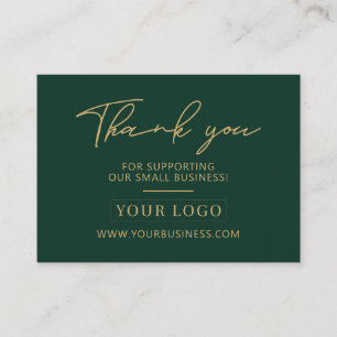 Green & Gold-Business-Logo-Verpackung Vielen Dank Visitenkarte