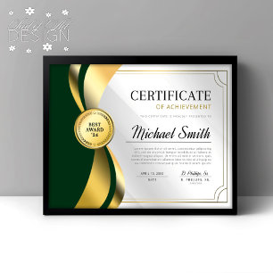 Green & Gold Certificate of Achievement Award