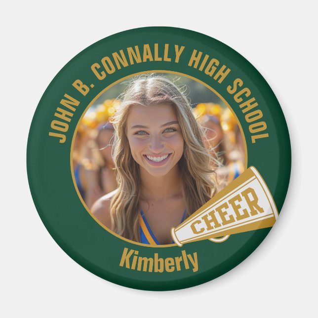Green Gold Cheerleader Photo High School Magnet (Vorne)