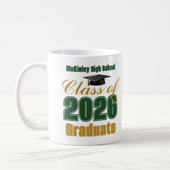 Green Gold Class of 2026 Graduate Gift Kaffeetasse (Links)