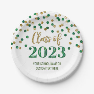 Green Gold Confetti Abschluss 2023 Paper Teller