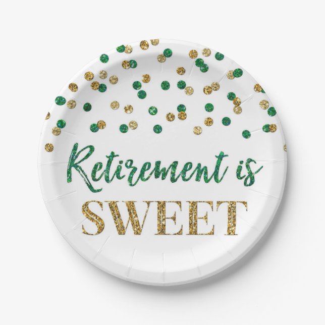 Green Gold Confetti Retirement ist Sweet Pappteller (Vorderseite)
