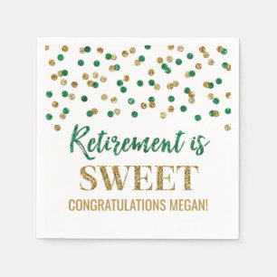 Green Gold Confetti Retirement ist Sweet Serviette