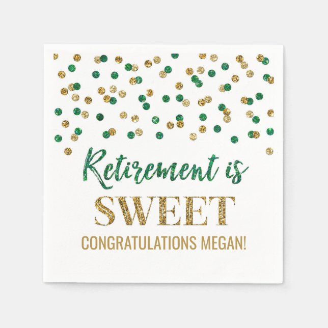 Green Gold Confetti Retirement ist Sweet Serviette (Vorderseite)