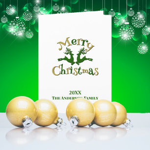 Green Gold Custom Foto Frohe Weihnachtsmann Rentie Feiertagskarte