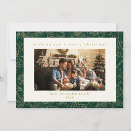 Green & Gold Custom Foto Weihnachtskarte Feiertagskarte
