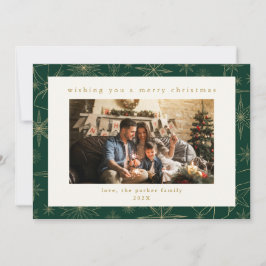 Green & Gold Custom Foto Weihnachtskarte Feiertagskarte