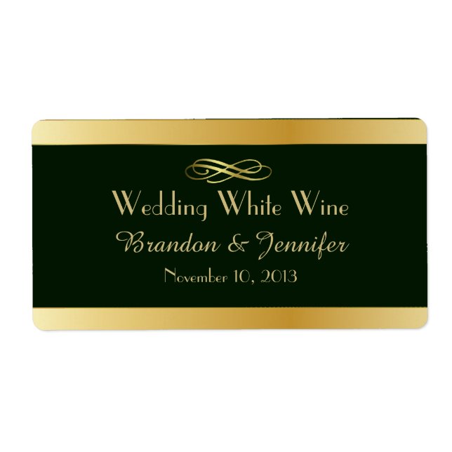 Green & Gold Custom Wedding Mini Wine Labels (Vorne)