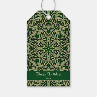 Green Gold Decorative Holiday Gift Tag Geschenkanhänger
