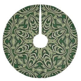 Green Gold Decorative Holiday Tree Skirt Polyester Weihnachtsbaumdecke