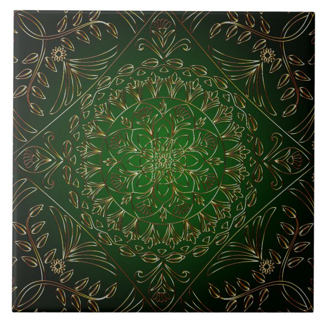 Green Gold Decorative Keramik Tile Fliese (Vorderseite)