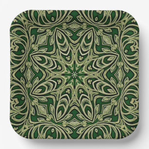 Green Gold Decorative Paper Plate Pappteller