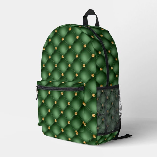 Green Gold Diamonds TufUT Backpack Bedruckter Rucksack (Rückseitige Ecke Rechts)