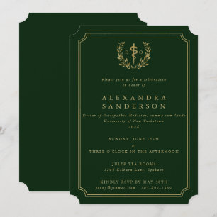 Green/Gold Doktor der Osteopathischen Medizin Grad Einladung